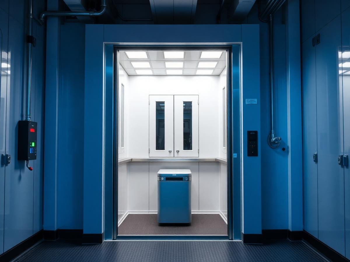 Machine room-less elevator drive equipment inside a shaft